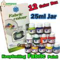 keep Smiling Fabric Color Paint 12 Colour box 25ml Jar for Artists. 