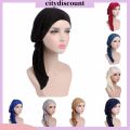 City_Fashion Women Wrinkle Long Turban Cap Head Wrap Chemo Hat Beanie Muslim Hijb. 