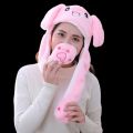New Cute Rabbit Jumping Up Cap Kid Adult Cap Gift Bunny Ear Hat Pluh Moving  Hat Movable Ear Airbag Cap Winter Hat. 