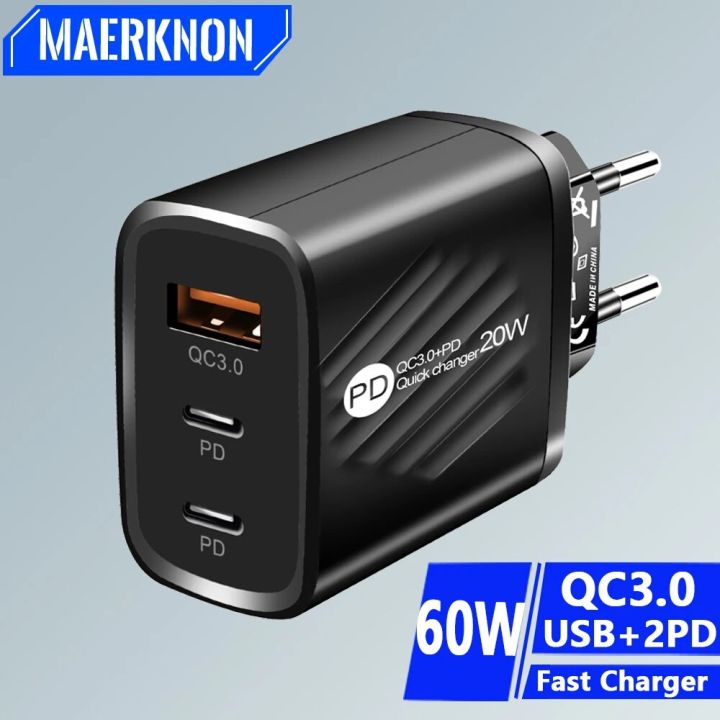 60W PD Fast Charge Charger Usb C Charger For Xiaomi 13 Charger Cell Phone For Iphone 13 14 15 Pro QC 3.0 Mobile Phones Adapter