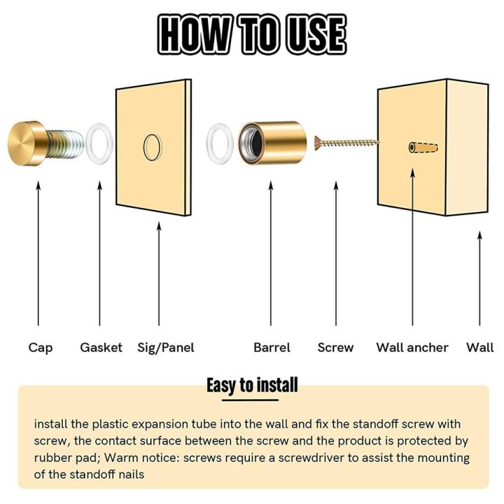 8 Sets Standoff Screws Advertising Nail Standoff Wall Mounting Hardware for Hanging Acrylic Picture Frame (12 x 20mm)