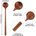 6 Pieces Wooden Long Spoons Long Handle Round Spoons Korean Style Soup Spoons for Soup Cooking Mixing Stirring Kitchen. 