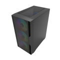 T-WOLF Phantom X4 Mini Tower Black (Tempered Glass Window) Micro-ATX Gaming Desktop Case with Standard PSU.
