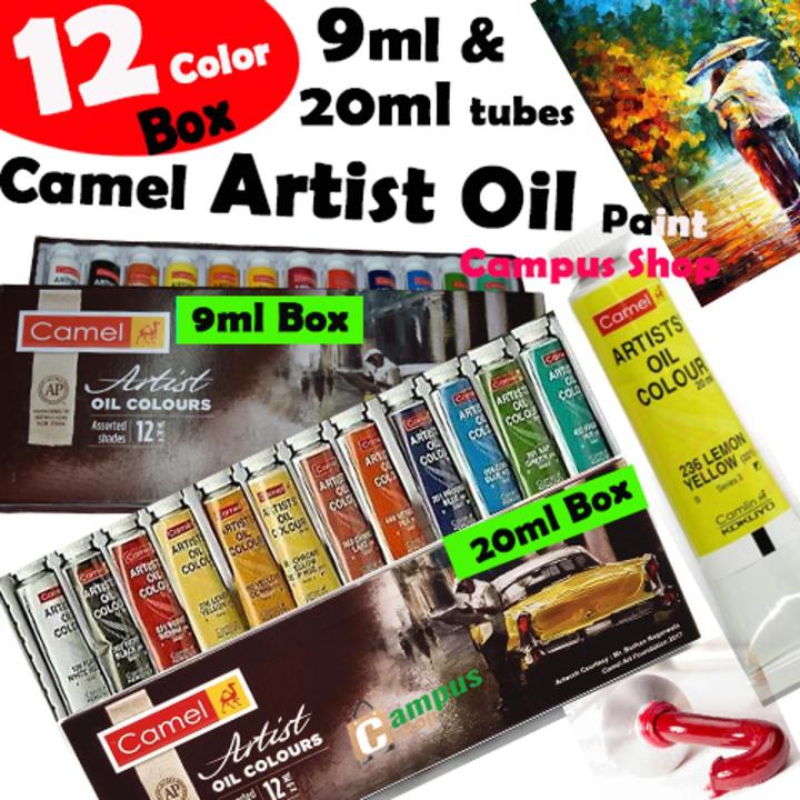 Camel Artist Oil Paint 12 color Tubes 9ml & 20ml Box for Professional Artist