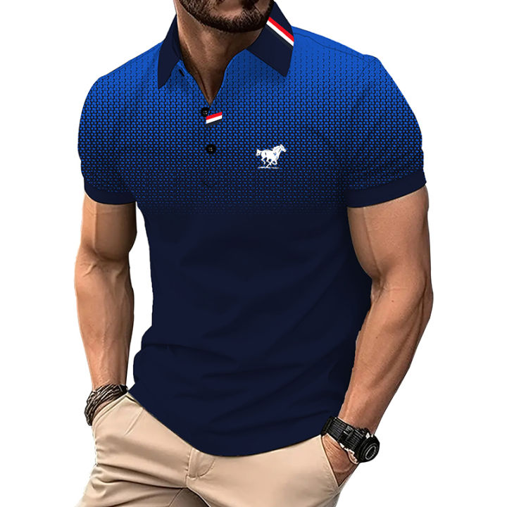 Men New Fashion Casual Short Sleeve Tops Polol Shirt .
