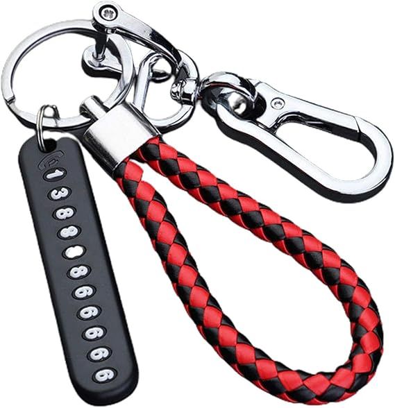Anti-lost Car Key Chain Phone Number Card Keyring Phone Number Plate Key Ring Auto Vehicle Key Ring Car Accessories