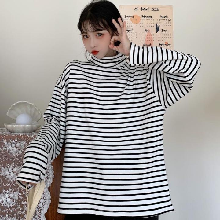 Large%20Size%20Striped%20Top%20Turtleneck%20Bottoming%20Shirt%20Spring%20and%20Autumn%20Thin%20Sweatshirt%20Inner%20Wear%20Loose2022Fashionable%20long%20sleeveTT-shirt%20Women's%20-%20Image%205
