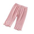 GC Toddlers Leggings Kids Girls Cropped Pants Solid Color Elastic Waist Belt Summer Outerwear Bottoms Pants. 