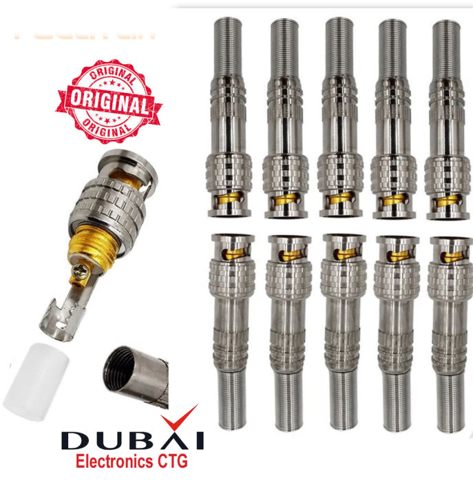 Metal BNC Connector FOR Security Camera, Pack of 5 Connector