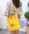 Canvas Tote Bag with Long Adjustable Strap Exclusive Design Yellow Color Shopping Bag /College University Bag, Tote Bag, Canvas Bag with Zipper. 