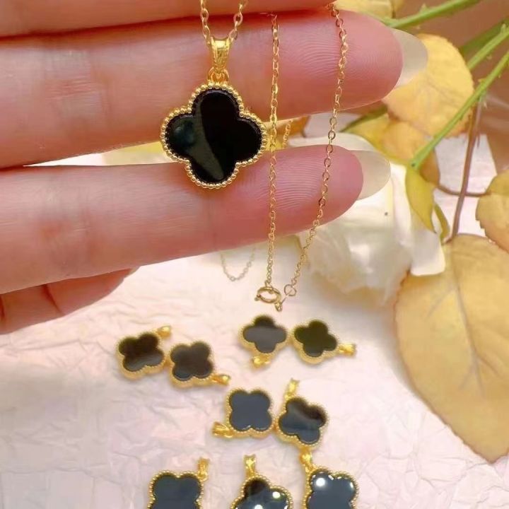 Leaf Clover Van Cleef Style Necklace Korean Girls Ins Pearl Leaf