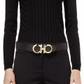 Ferragamo High Quality Men's Black Belt Leather Male Strap Pin Buckle Casual Belt.