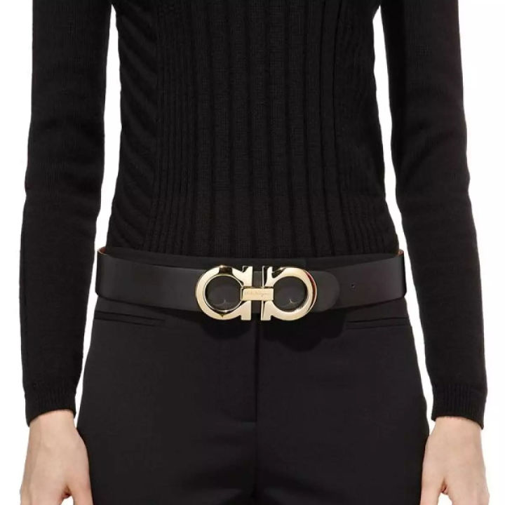 Ferragamo High Quality Men's Black Belt Leather Male Strap Pin Buckle Casual Belt