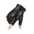 Fingerless Men Gloves PU Leather Motor Punk Gloves Male Mittens Black Half Finger Outdoor Tactical Mens Leather Driving Gloves-MINETTE.