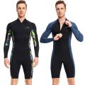 Men's Wetsuits 1.5/mm Neoprene 0.5mm Lycra Front Zip Long Sleeve Shorty Dive Skin Snorkeling, Surfing,Canoeing, Swimming.