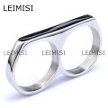 Minimalist Jewelry Double Finger Rings Stainless Steel Polished Surface Two Finger Rings for Men. 