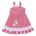 White and Red Georgette Frock for Girls.