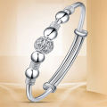 Kid Baby New Korean Fashion Silver Color Lucky Beads Bangles for Women Bracelets Luxury Designer Party Wedding Jewelry Gifts.