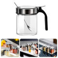 Airtight Glass Seasoning Jar Handy spoon included Transparent lid Food-grade material Sugar Bowl glass Spill-proof Salt. 