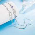 S925 Sterling Silver Bracelet Inlaid With Natural Amethyst Zircon Heart Lady Bracelet, Charm Jewelry Gift Wedding Jewelry.