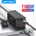 Vention 100W GaN Charger fast Charger Type C Adapter iphone Four ports fast charging 2USB-C + 2USB-A Charger Macbook Samsung Xiaomi Huawei Vivo Charger Adapter USB Plug Socket USB C Adapter Quick PD Charger.
