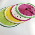 1pcs 38cm  watermelon Placemat Table Mat Round Placemats PP Plastic Woven Dining Table Mat Heat Insulation t Holder. 