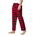 Red Black Plaid Pajama Pants Men Lounging Relaxed House PJs Sleep Bottoms Mens Flannel Cotton Drawstring Button Fly Sleepwear. 