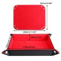 Amusing Red Handcrafted Dice Tray Collapsible Desktop Box + 7 Dices For Board Gaming Fun. 