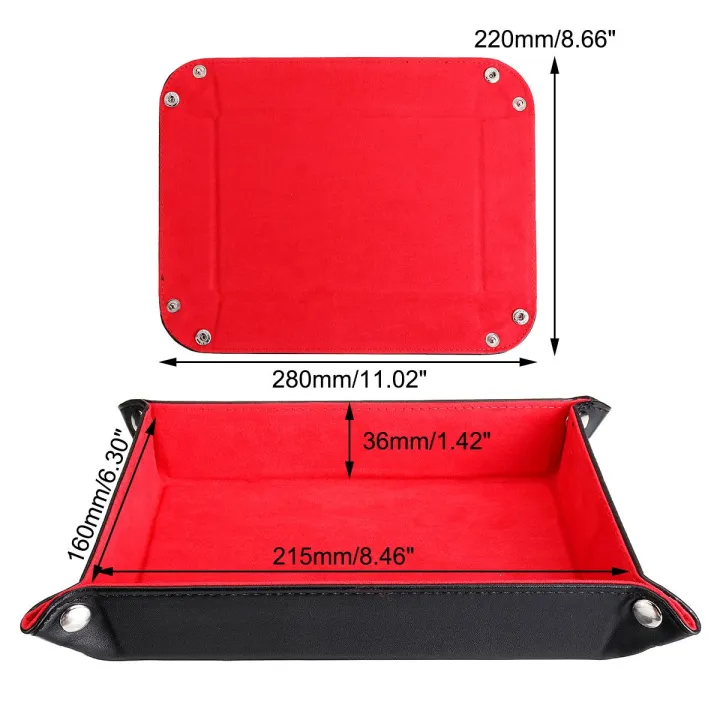 Amusing%20Red%20Handcrafted%20Dice%20Tray%20Collapsible%20Desktop%20Box%20+%207%20Dices%20For%20Board%20Gaming%20Fun%20-%20Image%203