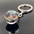 Wolf Head Pendant Key Ring Glow In The Dark Wolf Key Chain Howling Wolf And Moon Keyring Double Side Glass Ball Keychain. 
