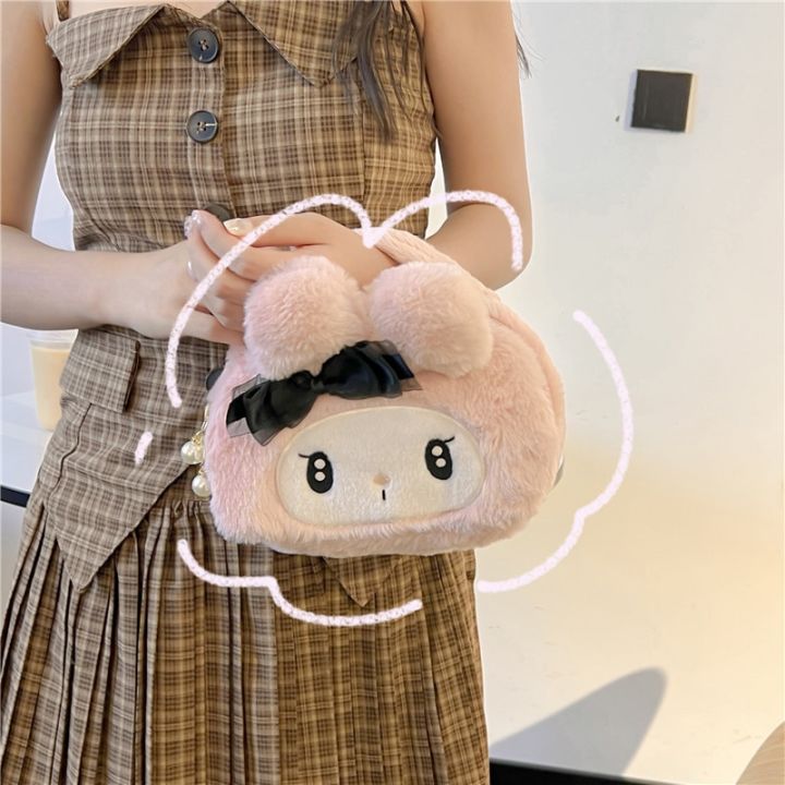 Sanrio%20Kuromi%20Makeup%20Bags%20Woman%20Kawaii%20Cartoon%20Casual%20Storage%20Bag%20Girls%20Travel%20Cosmetic%20Bag%20Melody%20Cute%20Soft%20Plush%20Handbag%20-%20Image%202