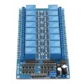 Relay module board 16-channel 12V relay interface control card with optocoupler protection. 