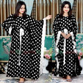 New Attractive Womens Premium Quality Linen Dot Print One Piece Kaftan Stylish Comfortable Casual Dress. 