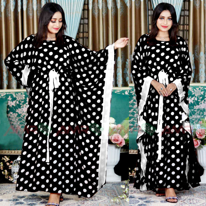 New%20Attractive%20Womens%20Premium%20Quality%20Linen%20Dot%20Print%20One%20Piece%20Kaftan%20Stylish%20Comfortable%20Casual%20Dress%20-%20Image%205