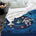 Cartoon Astronaut Blanket For Kids Space Fleece Bedspread  Bed Throw Blanket Flannel Machine Washing Baby Blanket Winter Boy. 
