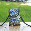 Lady Cell Phone Bag Crossbody Shoulder Wallet Purse Handbag Pouch Ethnic Style Embroidered Bag Flip Canvas Bag Retro New.