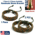 American Handmade Woven Adjustable Bracelet Cotton Rope Friendship Band Jewelry, Handicraft Item | Birthday Wedding Engagement Bridal Party Souvenir Awesome Gift for Men – Green Light Brown Color (1 Piece & 2 Pieces Combo Available).