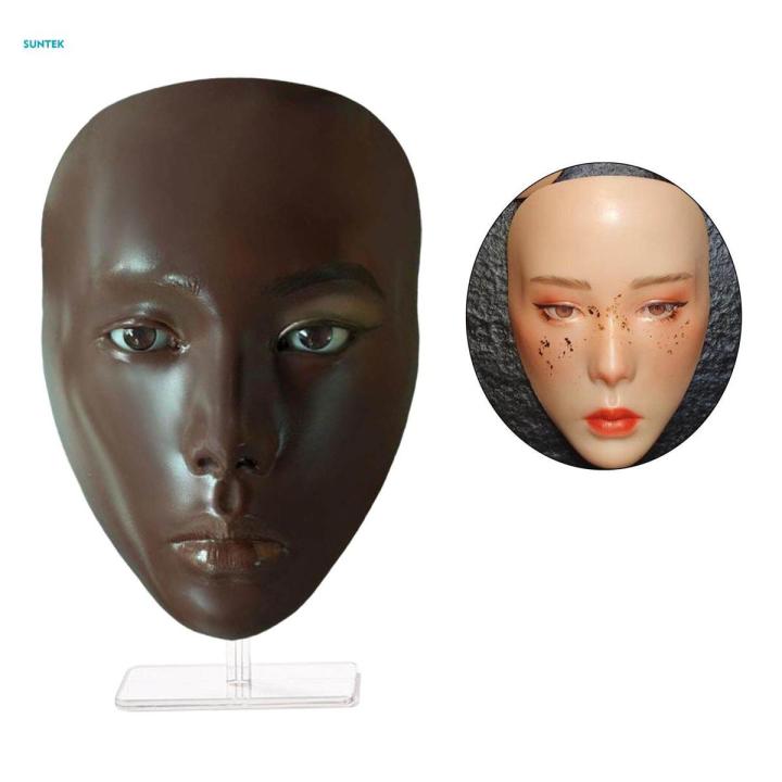Reusable Mannequin Head Women Soft Touch Silicone Makeup Eyes Beginners ...
