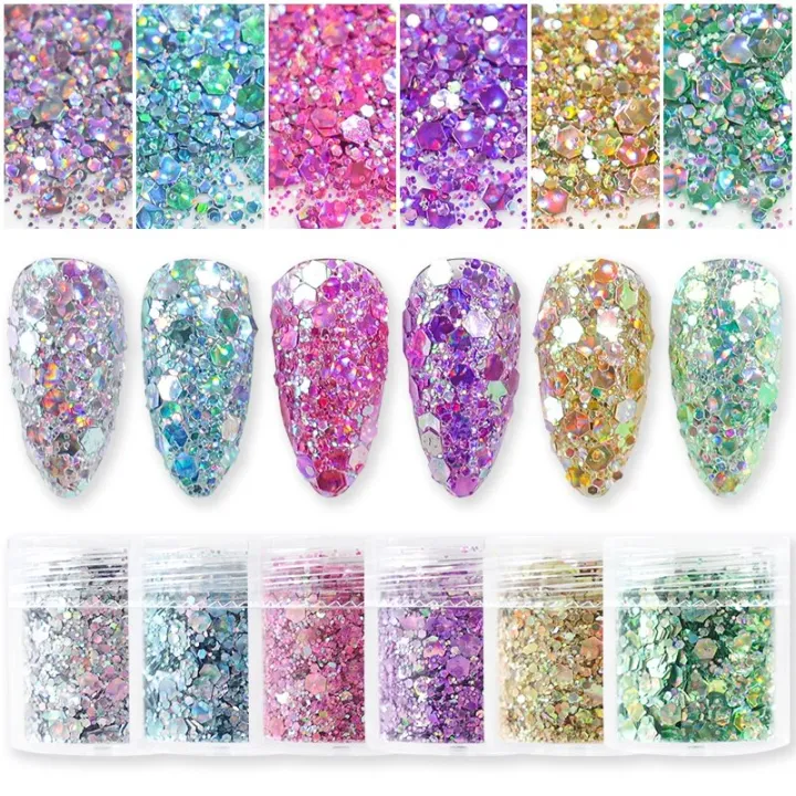 4g%20Sparkly%20Dot%20Laser%20Nail%20Art%20Glitter%20Bright%20Holographic%20Sequins%20Mirror%20Chunky%20Flakes%203D%20Mixed%20Paillette%20Manicure%20DIY%20Supplies%20-%20Image%202
