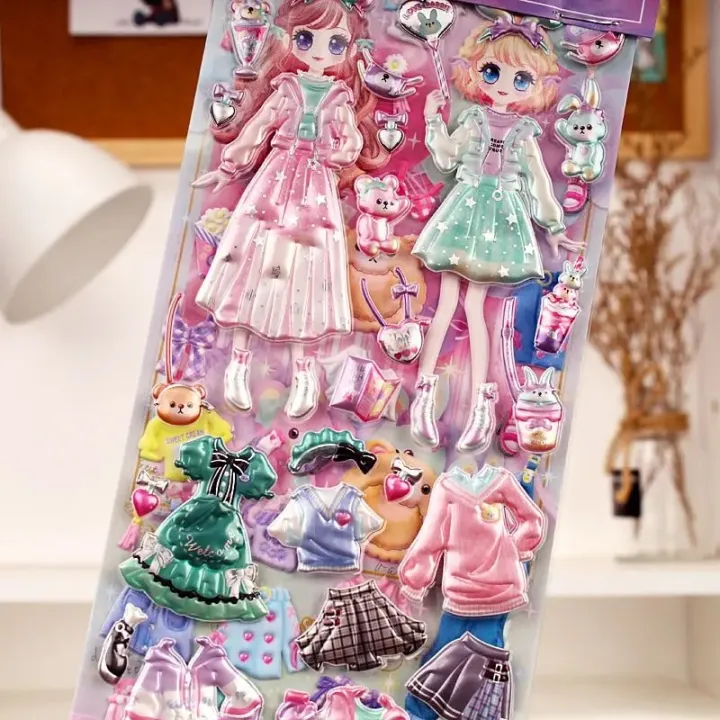 1Pcs%20Kids%20Dress%20Up%20Doll%20Sticker%203D%20Princess%20Kawaii%20Double%20Layer%20Children%20Sticker%20Toy%20for%20Laptop%20Scrapbooking%20Stationery%20Notebook%20-%20Image%203