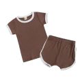 Infant Baby Boys Girl Clothes Set Korean Style Kids Clothing Suit Cotton Solid Short Sleeve T-shirt+Shorts For Summer. 