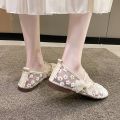 Loafers Mesh Yarn 2022 New Summer Hollow Breathable Shoes Fashion Casual Lace-up Bow Ladies Flat Shoes. 