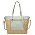 2023 Spring/Summer New Women's Versatile Contrast Handheld Tote Grass Woven Beach Shoulder Bag.