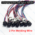 USB Type-C Charging Female Socket Type-C Waterproof Female Connector Jack with M11 nut snap lock plate.