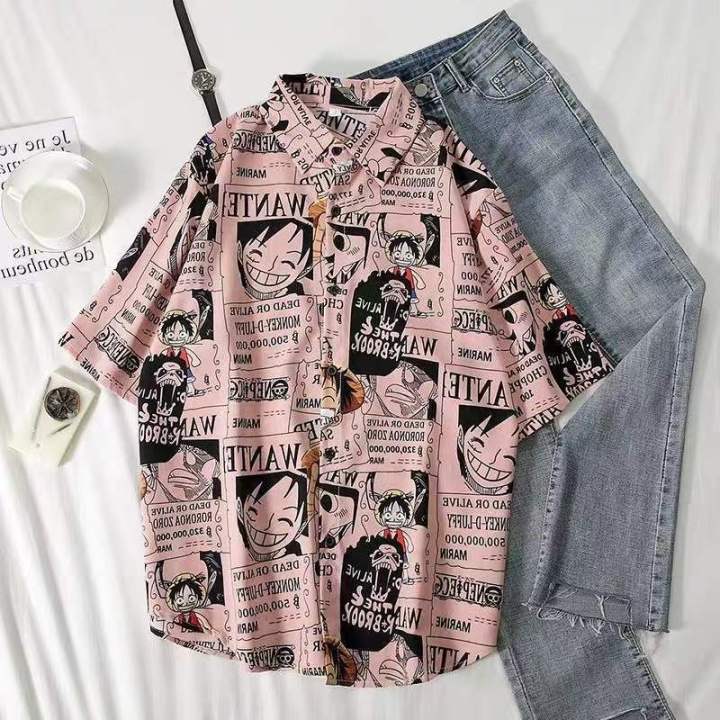 90%20Short%20Sleeve%20Japanese%20Style%20Anime%20Print%20Shirt%20Women%20Couple%20Loose-Fitting%20Versatile%20Outerwear%20Women's%20Shirt%20Thin%20Blouse%20-%20Image%206