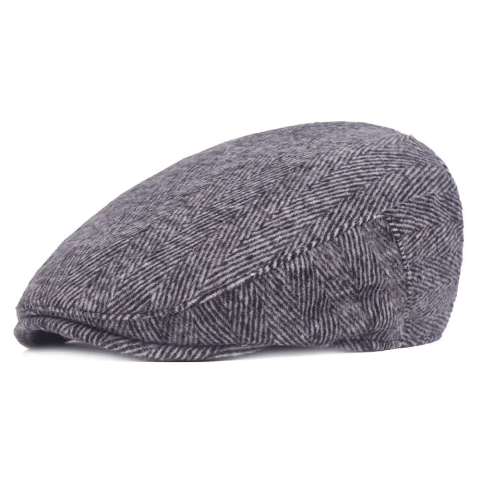 Orlov Men's Gray Wool Blend Flat Cap – Tweed Beret Style Hat, Made In Turkey