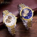 Baino BYINO new fashion men's watch multi-functional waterproof luminous mechanical watch hollow visual diamond watch.