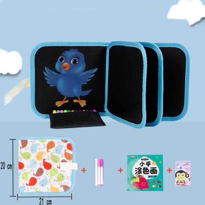 Baby Toy Set Erasable Painting Drawing Toys Black Board with Magic Pen Chalk Painting Coloring Book Funny Toy Kid Painting Board