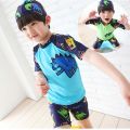 Children Boy Swimsuit Cartoon Dinosaur 2 Pieces Swim Suits Sunblock Beach Costume Bodysuit With Cap Kids Boys Swimwear 2-13Y. 