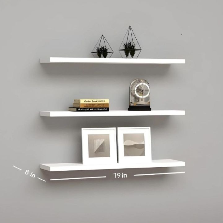 White%20Floating%20Shelf%20Set%20of%201/2/3,Wall%20Hanging%20Shelf,Home%20Decoration%20Shelf,Storage%20Shelves%20Display%20Racks%20Home%20Decor%20Wall%20shelve%20for%20Living%20Room,%20Office%20Shelves,%20Book%20Shelf%20Size:19x6%20inch%20-%20Image%203